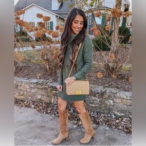 A New Day Green Cowl Neck Tunic Length Sweater Medium Blogger Favorite